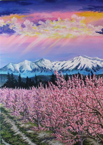 Spring Glow Over Canigou - a Paint Artowrk by Anna Mamchur ART